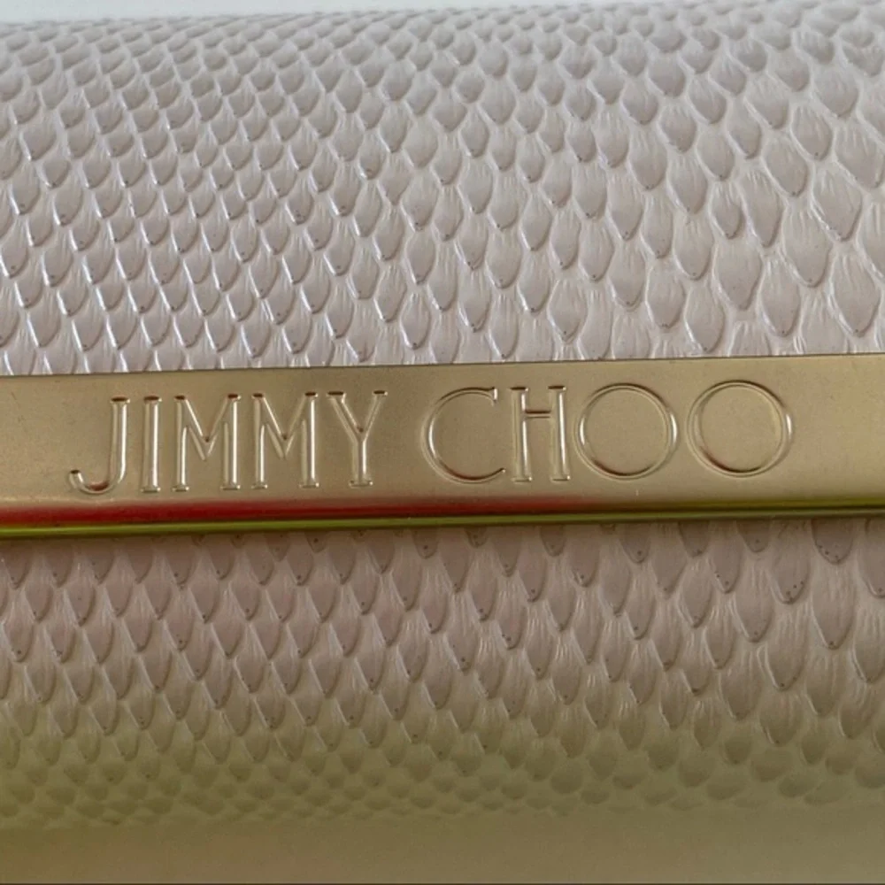 Jimmy Choo Designer Cream Leather Reptile Embossed Luxury Eye Glass Case…